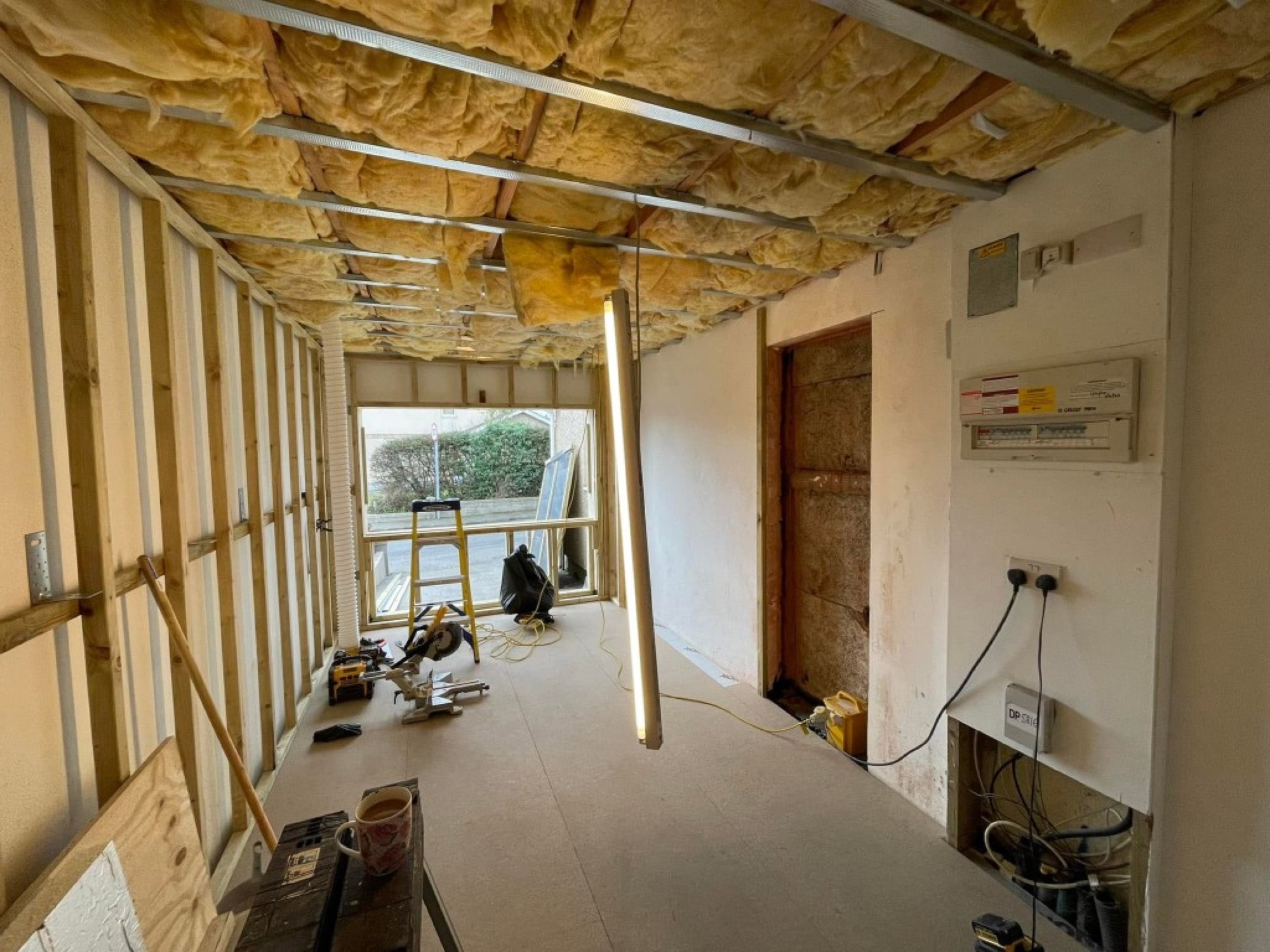 Garage conversion — framing, insulation and electrics
